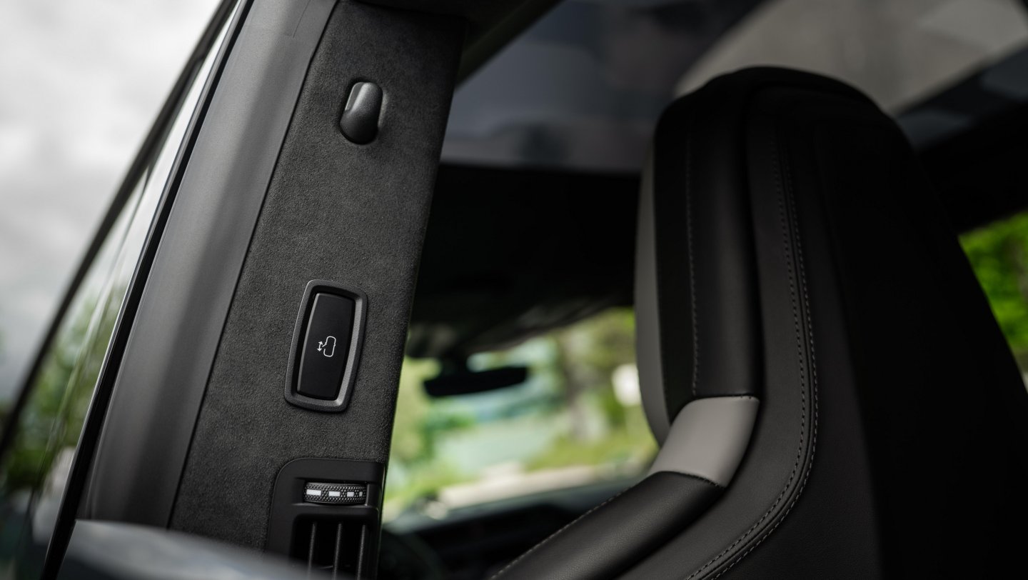 Electric door close button mounted inside the 2027 Porsche Cayenne Electric